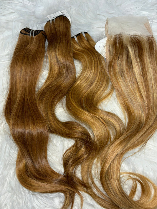 Honey Blonde Bundles + Free Closure
